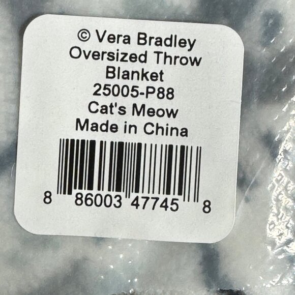 Vera Bradley Oversized Throw Blanket in Cat's Meow NWT 94" x 66" - Picture 5 of 7